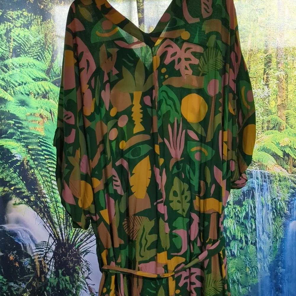 Monkl Jungle Tropical Caftan Vacation Dress New M/L Large - Picture 6 of 6